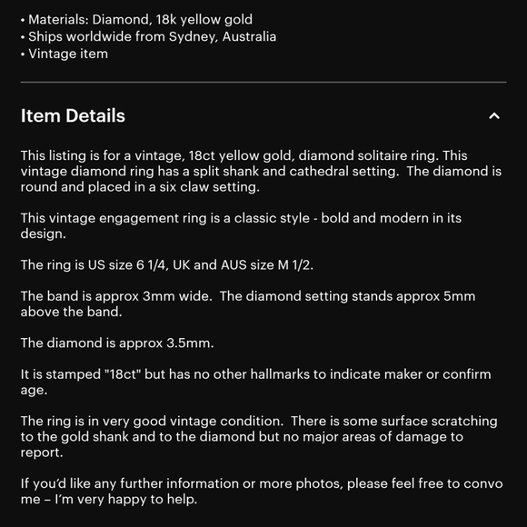 Vintage 18k diamond solitaire ring - Picture 12 of 12